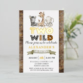 Safari Two Wild Birthday Party Real Gold Folieneinladung (Stehend vorne)