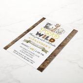Safari Two Wild Birthday Party Real Gold Folieneinladung (Gedreht)