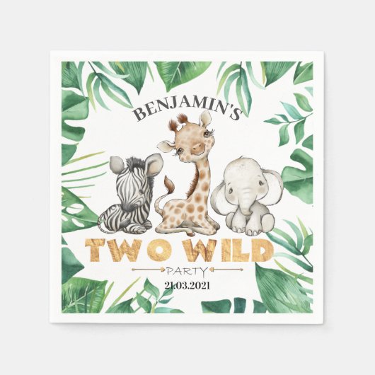 Safari Two Wild zum Geburtstag Napkins Serviette (Vorderseite)