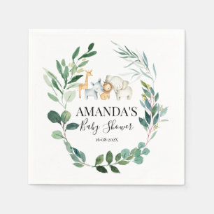 Safari und Foliage Wreath Kinderdusche Napkins Serviette