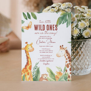 Safari und Zwillinge Baby Niedlich Baby Dusche Einladung