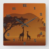 Safari Wall Clock Quadratische Wanduhr (Vorderseite)