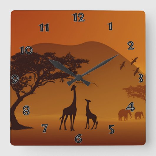 Safari Wall Clock Quadratische Wanduhr (Vorderseite)