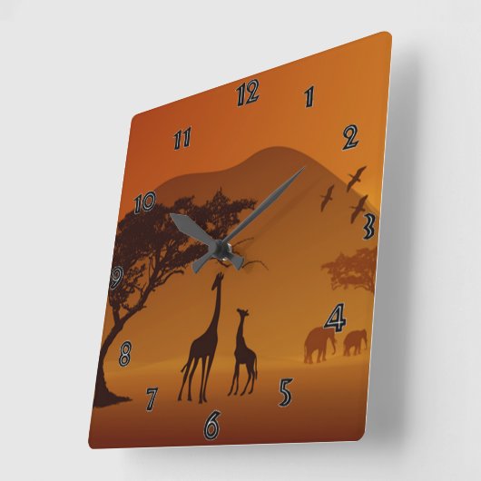 Safari Wall Clock Quadratische Wanduhr (Winkel)
