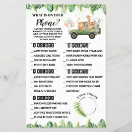 Safari Was auf Ihrer Phone Baby Shower Game-Karte  Flyer