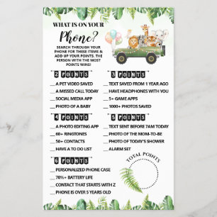 Safari Was auf Ihrer Phone Baby Shower Game-Karte Flyer