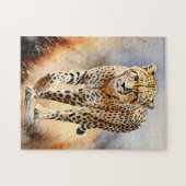 Safari Watercolor Cheetah Nature Puzzle (Horizontal)