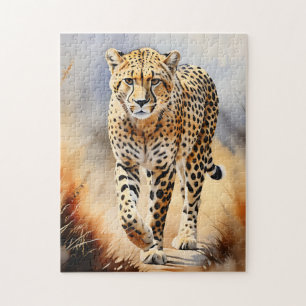 Safari Watercolor Cheetah Nature Puzzle