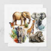 Safari Watercolor Flat Card (Vorne/Hinten)