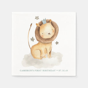 Safari Watercolor Löwenprinz Kindergeburtstag Serviette