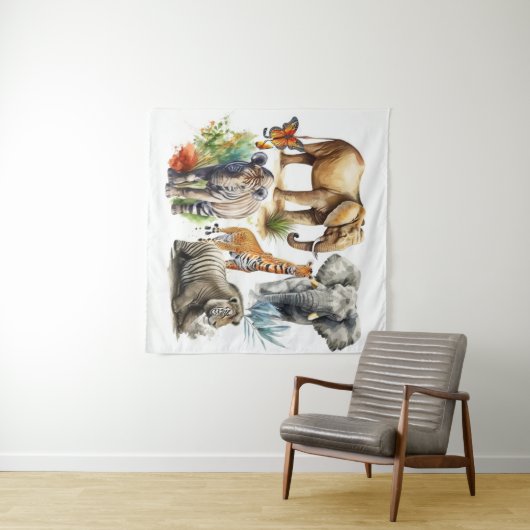 Safari Watercolor Wandteppich (Beispiel (Horizontal))