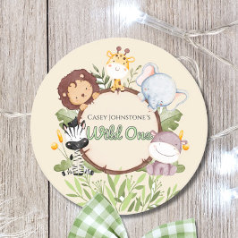 Safari Watercolor Wild One 1st Birthday Runder Pappuntersetzer