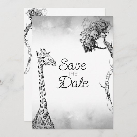 Safari Wedding speichert das Datumsdesign Einladung (Vorne/Hinten)