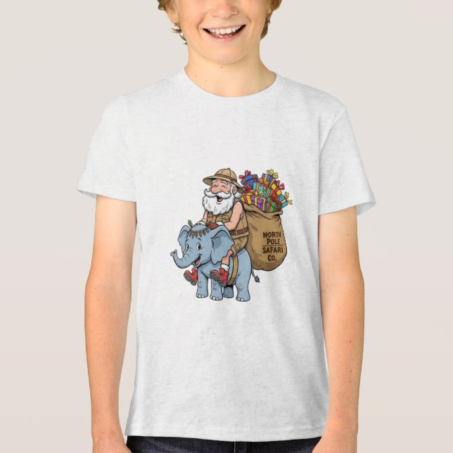 Safari-Weihnachtsmann Tri-Blend Shirt (Vorderseite)