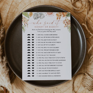 SAFARI Wer sagte, es Mommy Daddy Baby Game Card Einladung