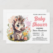 Safari Whimsical Zebra Baby Dusche Einladung (Vorne/Hinten)