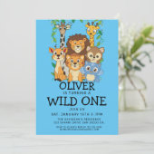 Safari Wild 1. Geburtstag Einladungen (Stehend Vorderseite)