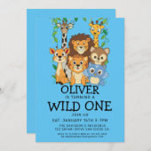 Safari Wild 1. Geburtstag Einladungen (Vorne/Hinten)