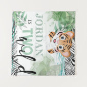 Safari Wild 2. Geburtstag Löwe Personalisiert Wandteppich (Vorderseite (Horizontal))