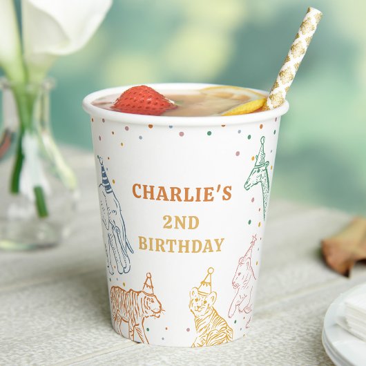 Safari Wild Animals 2nd Birthday Pappbecher