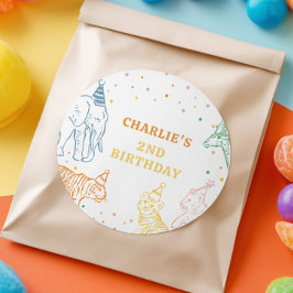 Safari Wild Animals 2nd Birthday Runder Aufkleber