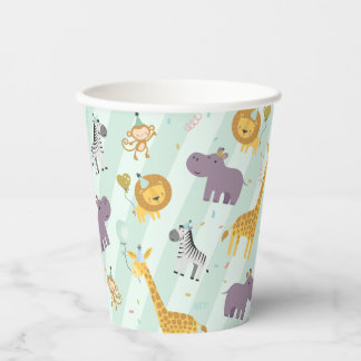 Safari Wild Animals Confetti Green Geburtstagspart Pappbecher