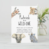 Safari Wild Animals Geburtstag Einladung (Stehend Vorderseite)