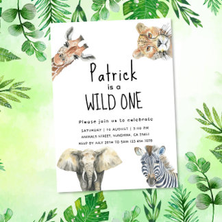 Safari Wild Animals Geburtstag Einladung