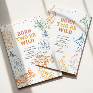 Safari Wild Animals Girl 2. Geburtstag Einladung