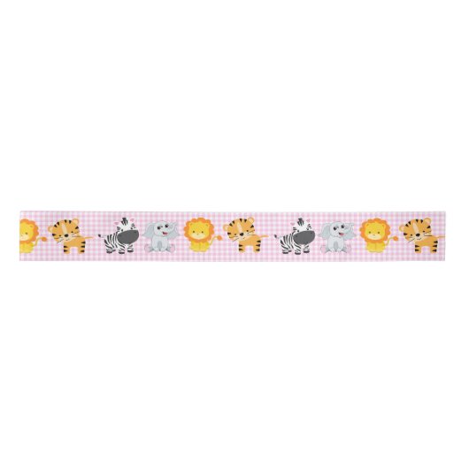 Safari Wild Animals on Gingham Satinband (Vorderseite)