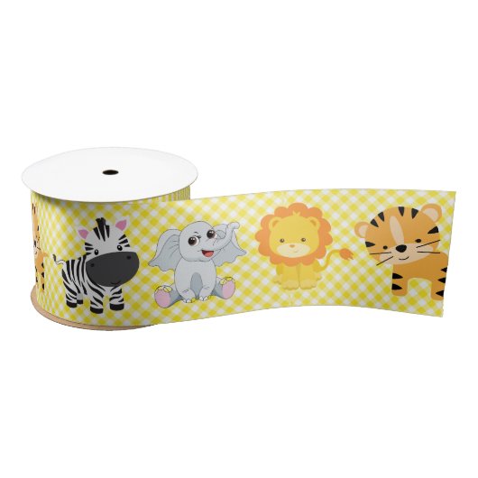 Safari Wild Animals und Gingham Satinband (Spule)
