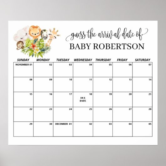 Safari Wild Baby Showraten Terminkalender Poster (Vorne)