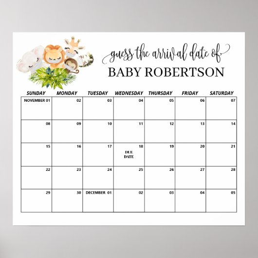 Safari Wild Baby Showraten Terminkalender Poster (Vorne)