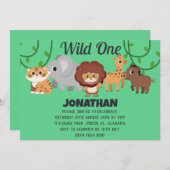 Safari Wild ein einfaches Niedliches First Geburts Einladung (Vorne/Hinten)