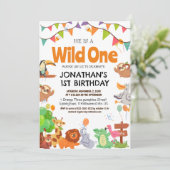 Safari Wild ein einfaches Niedliches First Geburts Einladung (Stehend Vorderseite)