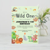 Safari Wild ein einfaches Niedliches First Geburts Einladung (Stehend Vorderseite)