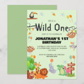 Safari Wild ein einfaches Niedliches First Geburts Einladung (Vorne/Hinten)