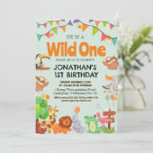 Safari Wild ein einfaches Niedliches First Geburts Einladung (Stehend Vorderseite)