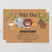 Safari Wild ein einfaches Niedliches First Geburts Einladung (Vorne/Hinten)