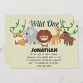 Safari Wild ein einfaches Niedliches First Geburts Einladung (Vorne/Hinten)