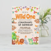 Safari Wild ein einfaches Niedliches First Geburts Einladung (Stehend Vorderseite)