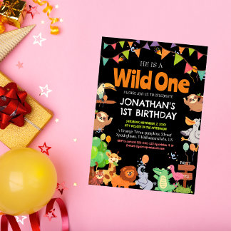 Safari Wild ein einfaches Niedliches First Geburts Einladung