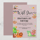 Safari Wild ein einfaches Niedliches First Geburts Einladung (Vorne/Hinten)