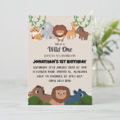 Safari Wild ein einfaches Niedliches First Geburts Einladung (Stehend Vorderseite)