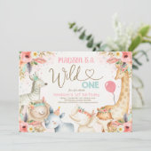 Safari Wild Ein Geburtstag Einladung Boho Wild One (Stehend Vorderseite)