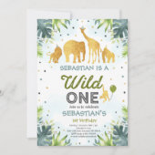 Safari Wild Ein Geburtstag Einladung Wild Ein Part (Vorderseite)