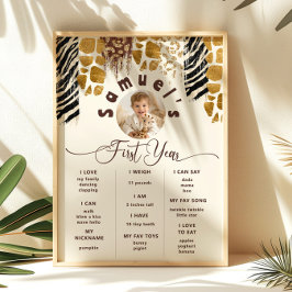 Safari Wild ein Geburtstag Foto Milestone Poster