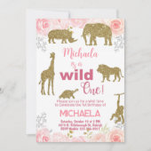 Safari Wild Ein Mädchen Einladung zum 1. Geburtsta (Vorderseite)