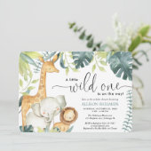 Safari-Wild eine geschlechtsneutrale Babydusche Einladung (Stehend Vorderseite)