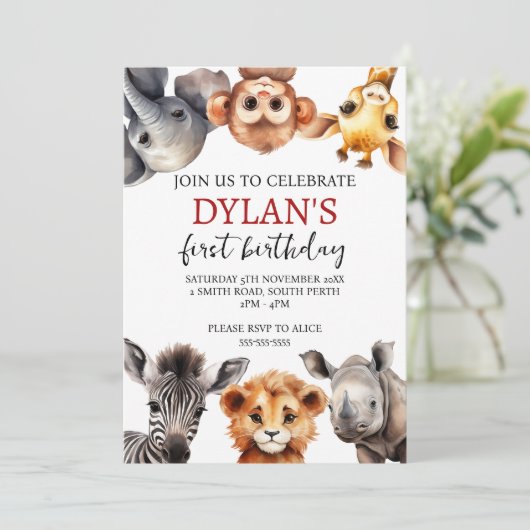Safari Wild Einladung zum Geburtstag (Stehend Vorderseite)